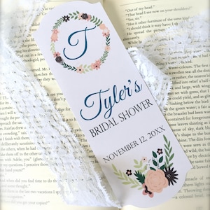 Bridal shower bookmark favors, personalized book sign - set of 12