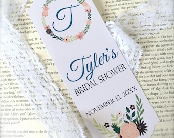 Bridal shower bookmark favors, personalized book sign - set of 12