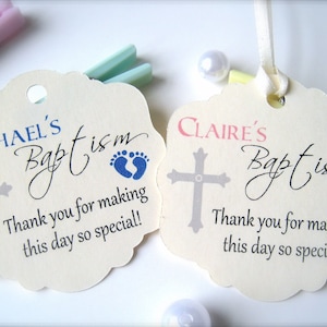 Baby baptism favor tags, religious favor labels set of 15 image 2