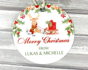 Personalized gift tags, Christmas labels, holidays decor, Merry Christmas - set of 12