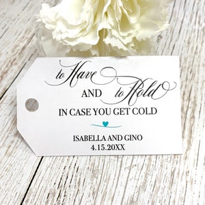 Wedding favor tags, pashmina tags, winter wedding tags, to have and to hold labels, blanket favor tags - set of 12