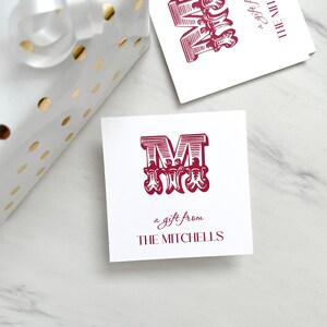 Personalized  monogram Gift Tags, custom gift labels, family tags for presents - 12 tags