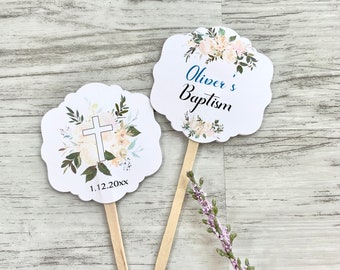 Baptism cupcake toppers, christening cupcake picks, first communion tags - set of 10