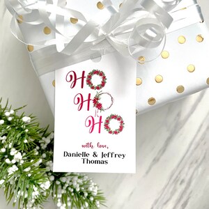 Personalized christmas tags, ho ho ho labels, holiday gift tags, gift wrap - set of 12