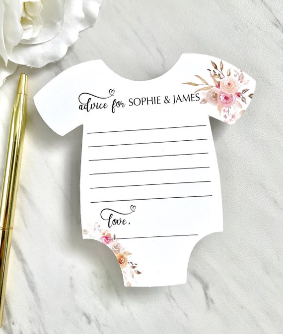 New parents advice cards, personalized baby shower cards - set of 12