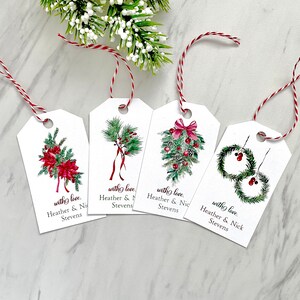 Printed Christmas labels, personalized holidays gift tags, labels for presents, gift wrapping - 12 tags in 4 designs