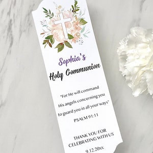 Personalized bookmark favors, first communion bookmarks, baptism favors, printed christening bookmarks - set of 12