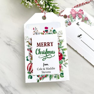 Personalized gift card holders, Christmas gift card packet, printed holders for holiday gift cards - set of 4