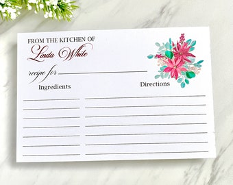 Personalized Christmas recipe cards, printed recipe cards, hostess gift, personalized holiday gift - set of 12