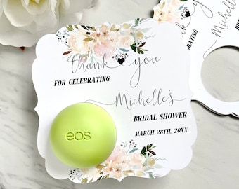 Personalized eos balm tags, printed bridal shower eos holder, bridal shower tags - set of 12