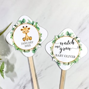 Safari Baby Shower Favor Tags: Watch Me Grow, Giraffe (Set of 10)