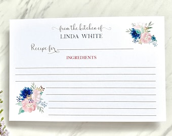 Personalized hostess gift, printed recipe cards, 4x6 cards for recipes  - set of 12