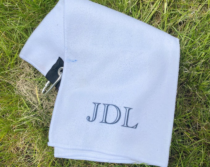 Personalised Golf Towel - Printed Monogram Sports Towel with Hook - Father's Day Gift for Dad Grandad Golf Lover Gift
