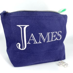 Mens Canvas Wash Bag Personalised - Father's Day Gift For Dad with Custom Name - Canvas Zip Bag for Him - Cotton Anniversary Gift for Him