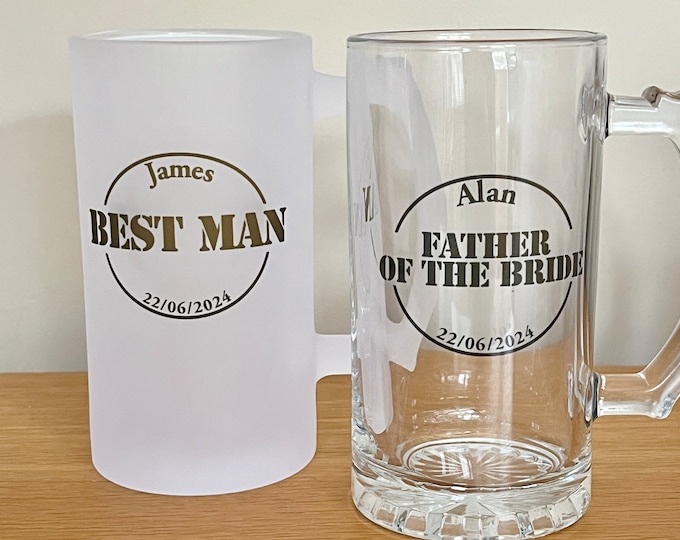 Groomsmen Gift for Best Man, Usher, Father of the Bride Gifts - Best Man Proposal Custom Glass Tankard Beer Mug-Wedding Party Thank you Gift