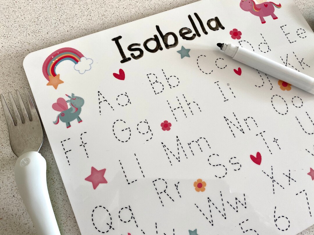 Custom Children's Placemat With Handwriting Practice Letters
