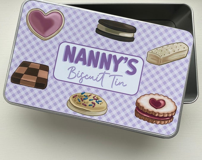 Personalised Biscuit Storage Tin - Mother's Day Gift for Mum, Grandma - Gift for Biscuit Cookie Lover