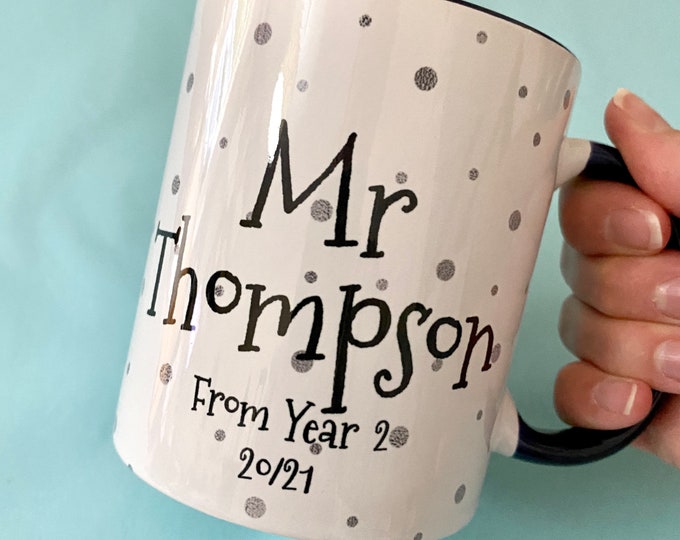 Male Teacher Gift - Personalised Mug for Him - Custom Wording Blue Mug- Any Wording or Name