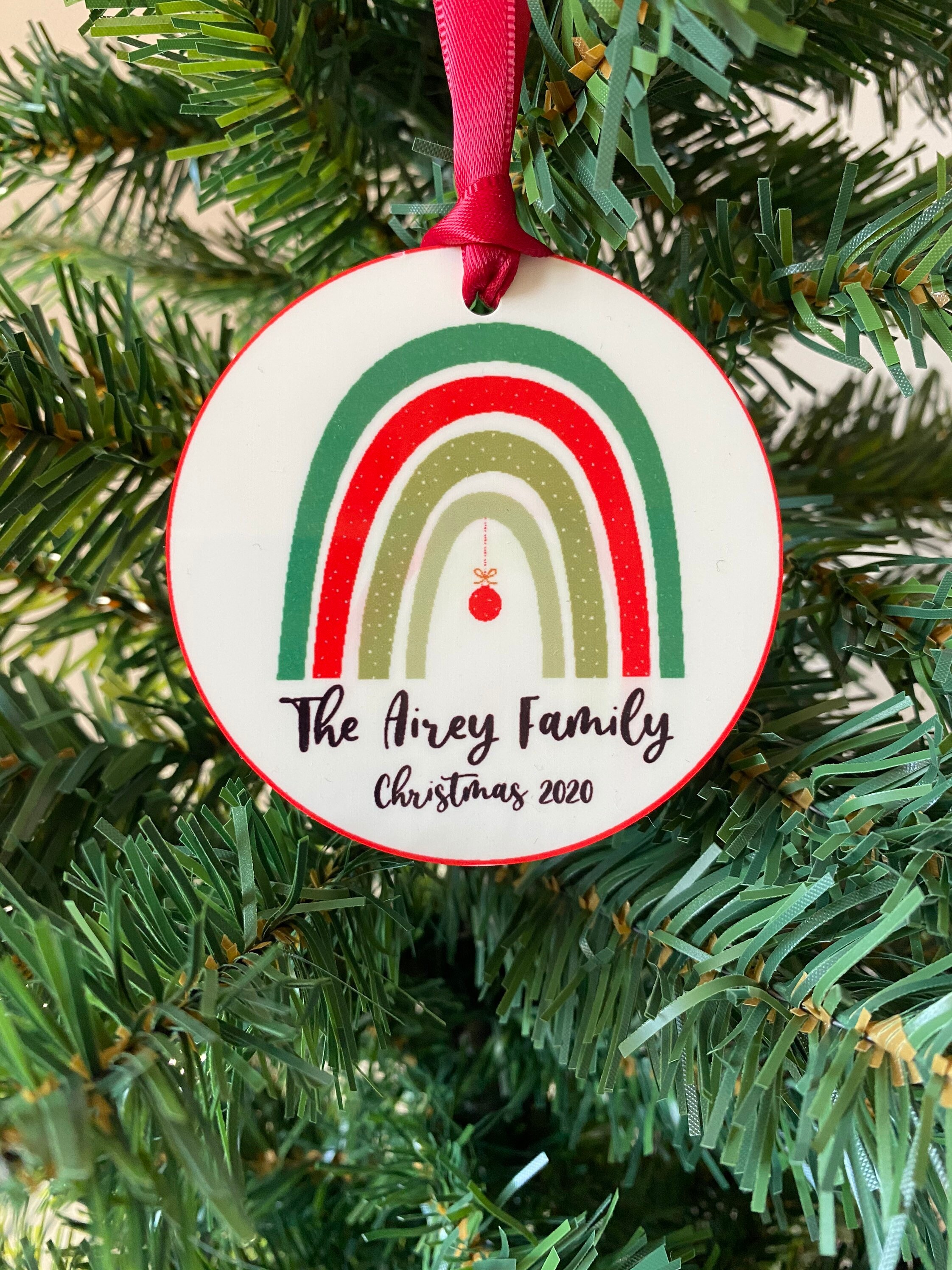 2020 Family Christmas Ornament with Rainbow Design Etsy