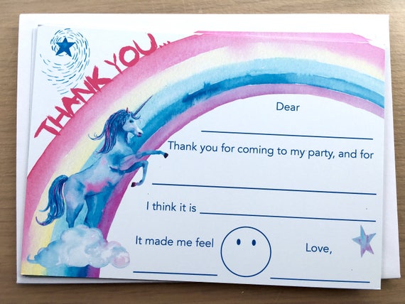 unicorn kid s thank you notes easy thank you cards kids