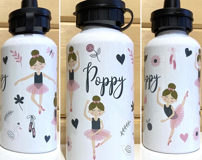 Personalised Ballet Water Bottle with Name - Personalised Ballerina Drink Bottle for Dancer - Gift for Ballet Dancer