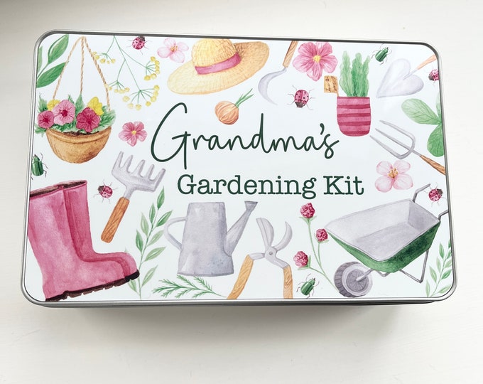Personalised Gardening Tin for Seed Storage - Custom Garden Seed Organizer - Retirement Gifts for Women - Gift for Mum, Grandma, Nana, Nanny