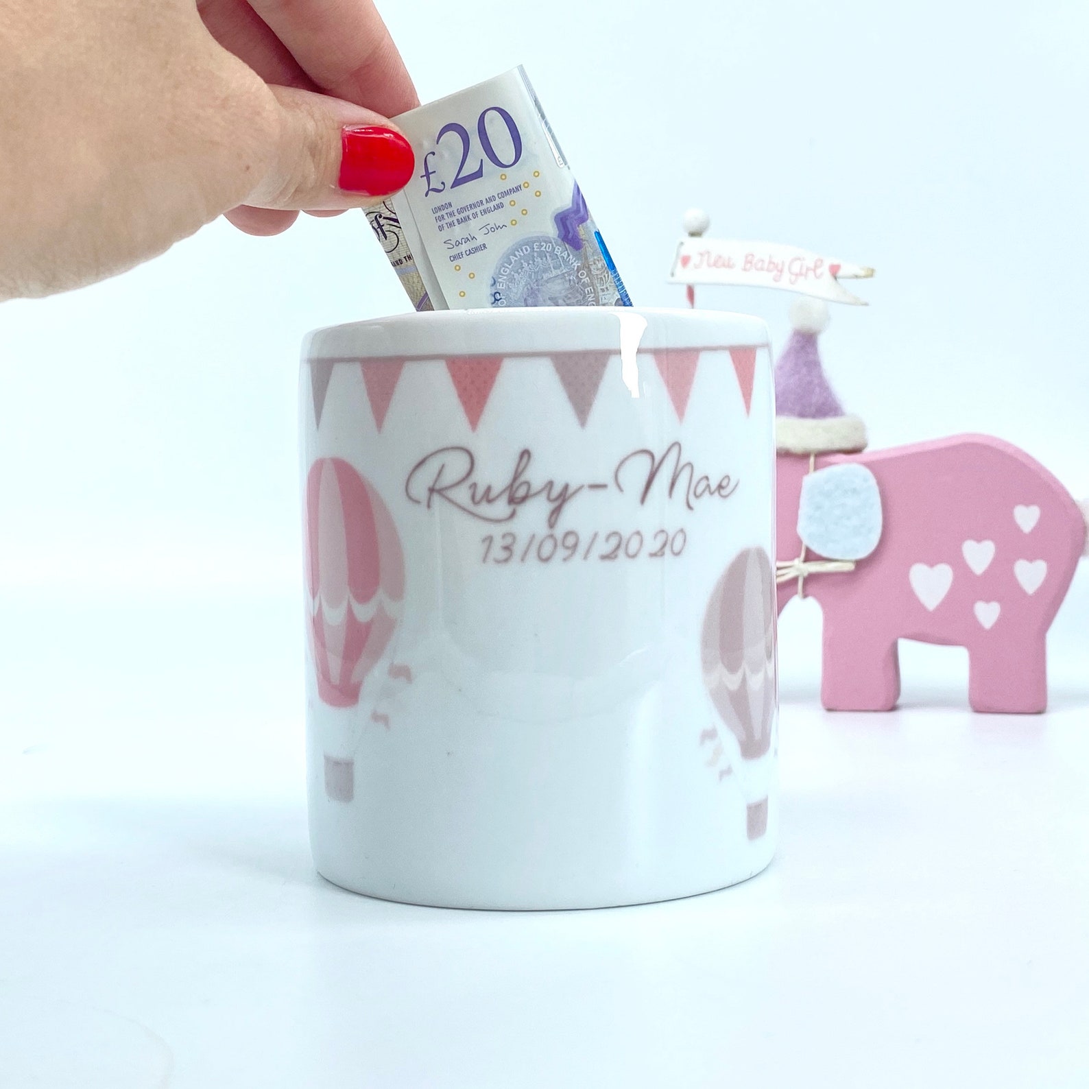 Personalised Money Box for New Baby or Christening Pastel Etsy