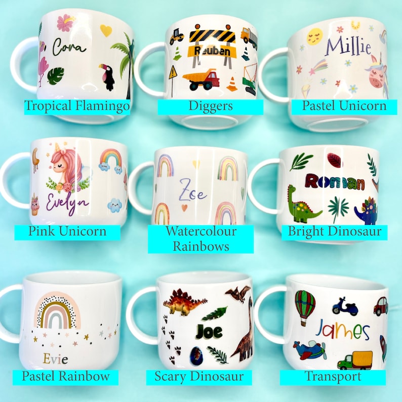 Personalised Child's Cup 6oz Mini Mug - Plastic / Ceramic - Gift for Toddler Son or Daughter / Gifts for Grandchildren - Choice of Design image 5