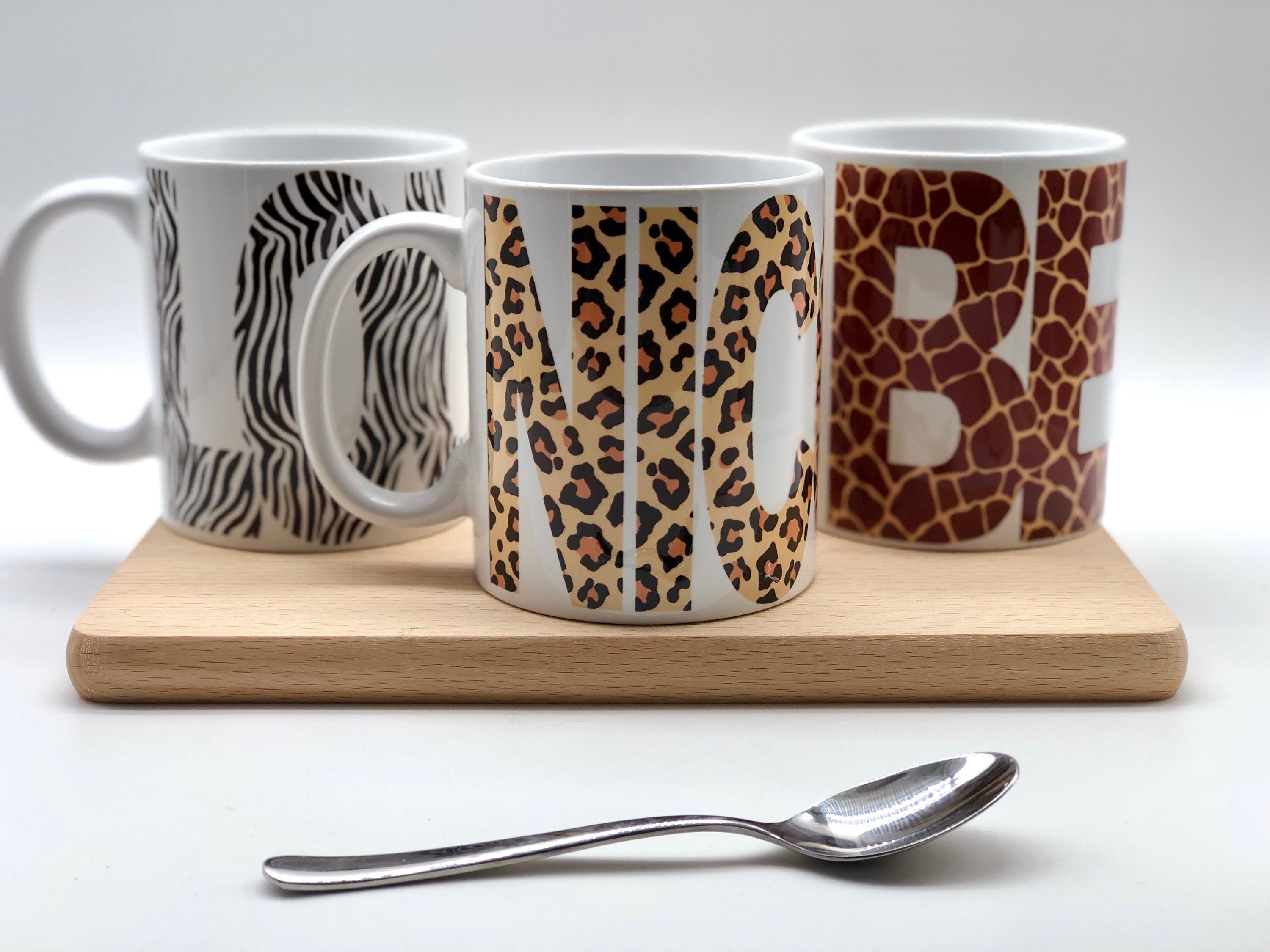 Animal Print Mug Taza personalizada para ella Leopardo / Etsy