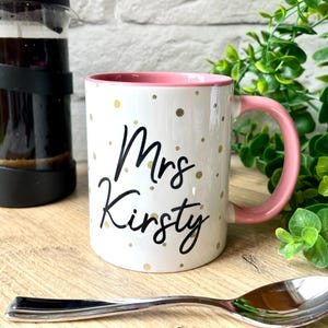 Personalised Mug for Her - Teacher Gift - Glitter Personalised Mug - Any Wording or Name - Custom Glitter Polka Dot Mug