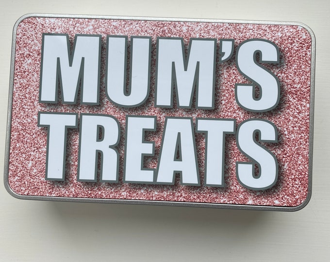 Gift for Mum - Mum's Treats Glitter Effect Personalised Storage Treat Tin - Mother's Day Gift for Her