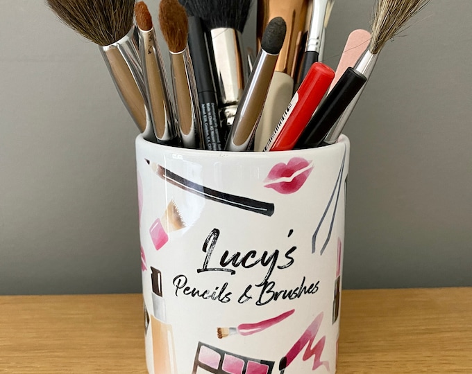 Personalised Makeup Brush Pot - Gift for Cosmetic Make Up Lover - Teenager