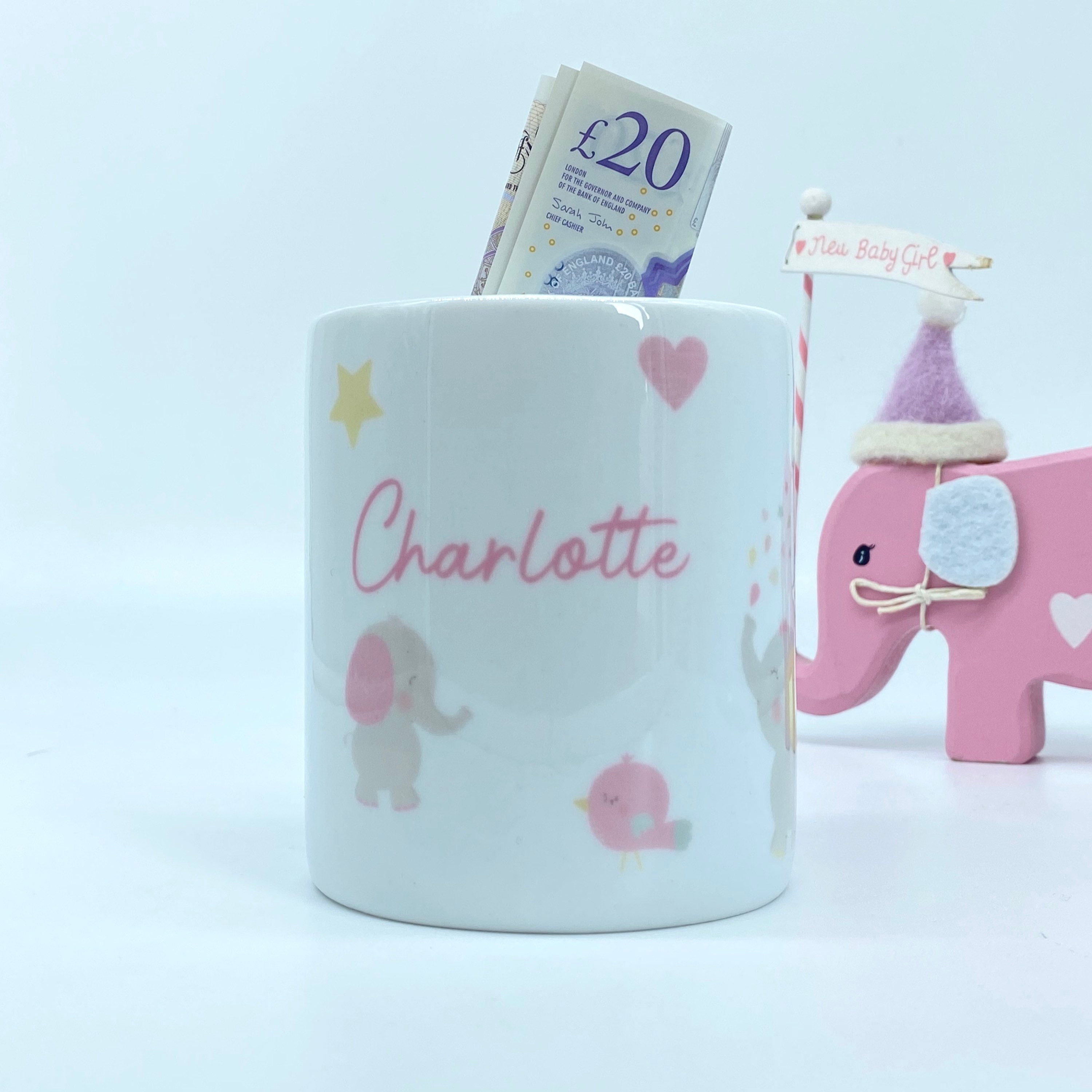 Personalised Money Box for New Baby Girl or Christening Etsy