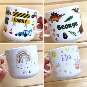 Personalised Child's Cup 6oz Mini Mug - Plastic / Ceramic - Gift for Toddler Son or Daughter / Gifts for Grandchildren - Choice of Design image 3