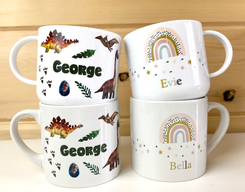 Personalised Child's Cup 6oz Mini Mug - Plastic / Ceramic - Gift for Toddler Son or Daughter / Gifts for Grandchildren - Choice of Design image 4