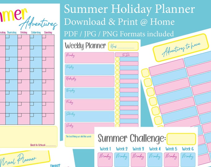 UK School Holiday Plan Instant Download Printable Planner Pages for an Amazing Summer! - Downloadable pdf, png, and jpg files
