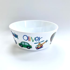 Personalised Children's Dinner Set with Transport Theme Bowl / Cup / Cutlery Set for Kids Personalised with Name Bowl Only