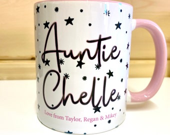 Personalised Mug for Her - Unique Gift for Her with Custom Name - Star Print Mug Gift for Auntie / Friend - Coffee Lover Gift - Tea Lover