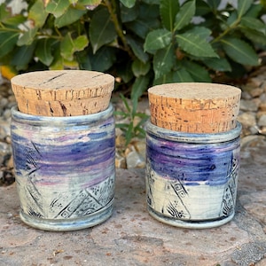Handmade Ceramic Jar Set: Kitchen & Bath Storage with Cork Lid