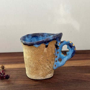 Ceramic Espresso Cup, Handmade Espresso Cup, Blue Espresso Cup, Coffee Lover Gift, Handmade Clay Cup, Gift for Him