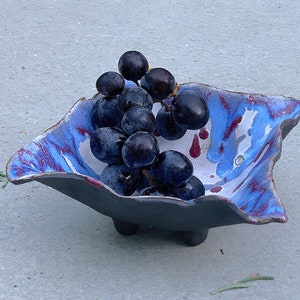 Ceramic Berry Basket, Pottery Berry Bowl, Blue Berry Bowl, Handmade Bowls