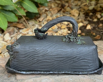 Ceramic Butter Dish with Lid, Handmade Mushroom Butter Dish, Covered Butter Dish, Housewarming Gift, Modern Farmhouse Kitchen
