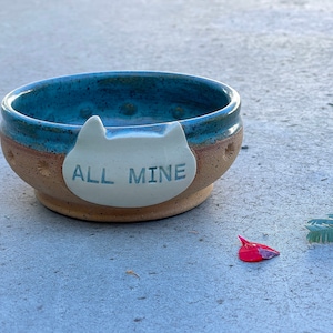 Gamelle en céramique pour chat, gamelle de nourriture pour chat, gamelle pour animal de compagnie, cadeau pour amoureux des chats, cadeau pour propriétaire de chat, noeud de poterie pour chat fait main, gamelle pour animal de compagnie, plat de nourriture, plat à eau