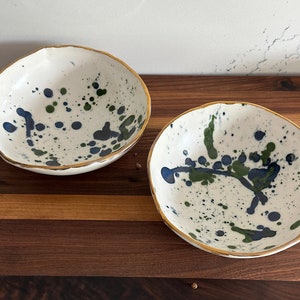 White Ceramic Bowl Set of 2, Handmade Pasta Plate, Salad Bowls, Unique Dinnerware