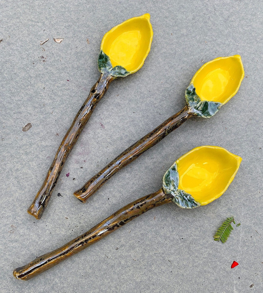Handmade Lemon Spoon Kitchen Pottery Spoon Collectible Art Etsy