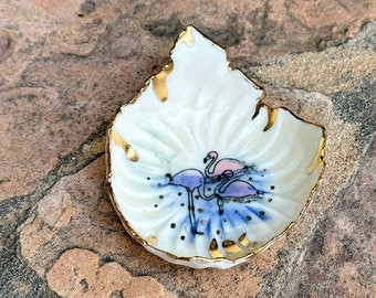 Ceramic Pink Flamingo Ring Dish, Handmade Jewelry Dish, Wedding Ring Dish, Unique Gift for Her
