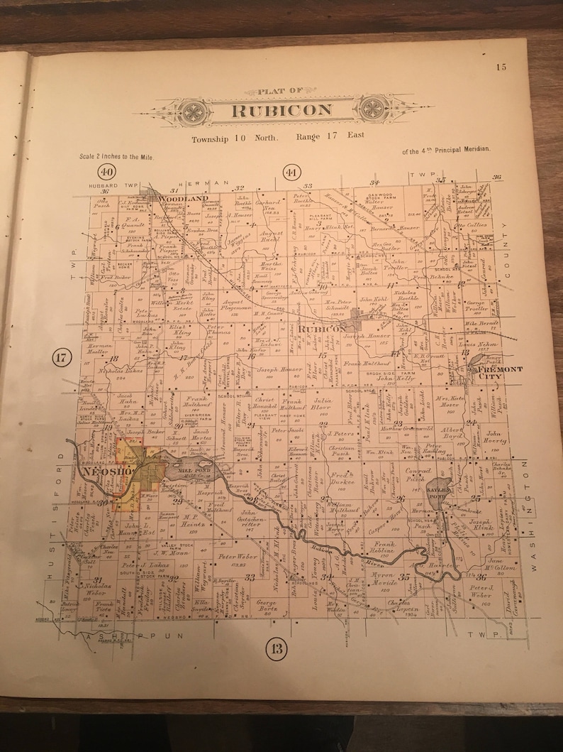 1910 Dodge County Wisconsin Neosho Rubicon Ashippun Etsy