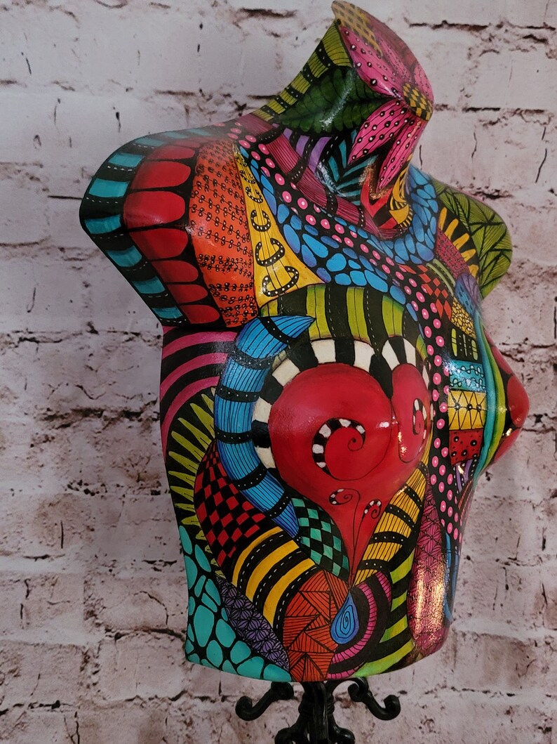 Painted Mannequin Torso Hand Painted Art Abstract Art Etsy