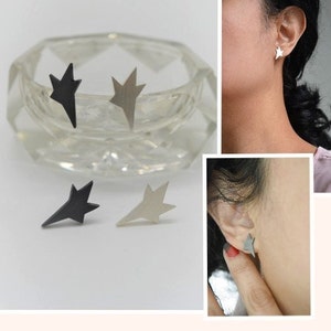 Star Oxidized Sterling Silber Ohrstecker, Robuster Minimalist Tiny Stern schwarze Sterling Silber Ohrstecker, Star Silber 925 Ohrstecker,
