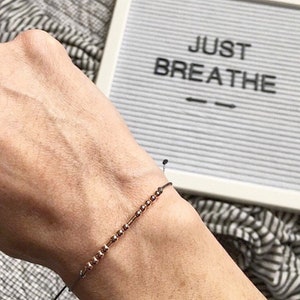 BREATHE // Morse Code Bracelet Rose Gold Filled Breathe Morse Code Bracelet, Breathe Bracelet, Breathe Beaded Bracelet image 2